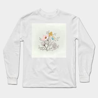 Delicate floral bouquet//hand drawn and painted flowers Long Sleeve T-Shirt